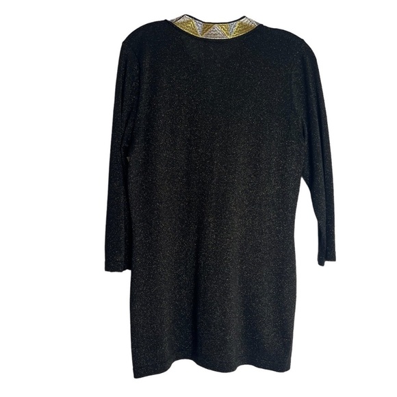 🌺J. McLaughlin 3/4 Sleeve Metallic Tunic in Black / Gold Size Medium🌺 - Picture 2 of 6